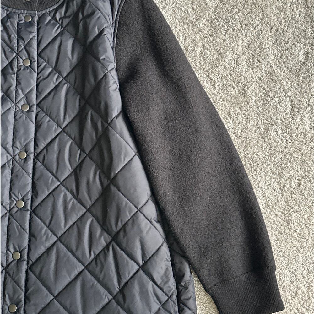 Eileen Fisher Mixed Media Quilted Jacket Wool Knit Sleeves Black Modern Large - Picture 5 of 9